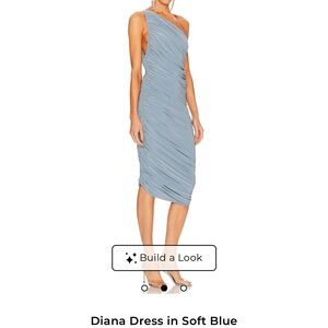 Norma Kamali One-Shoulder Dress in Soft Blue